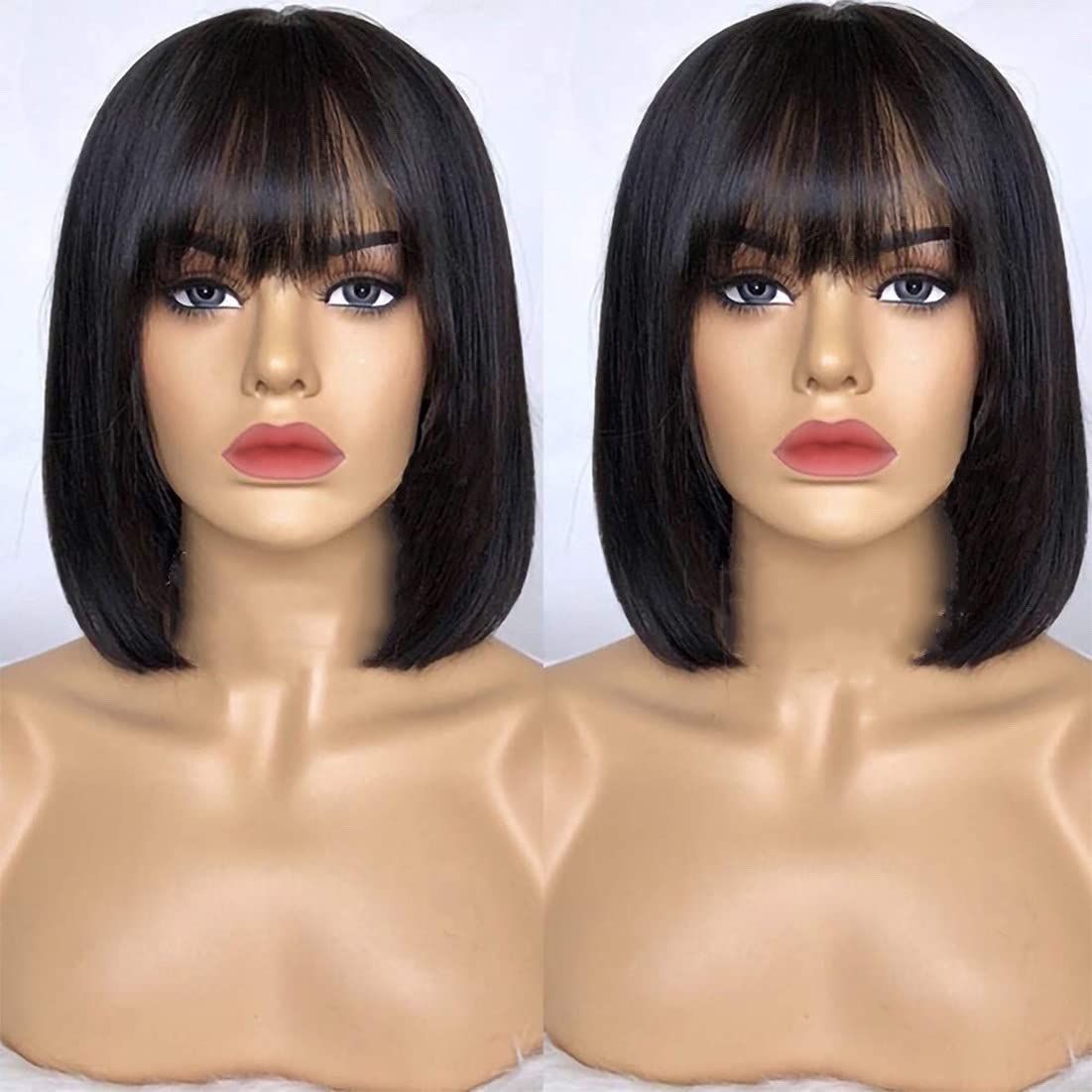 Short Black Bob Wigs With Hair Bangs