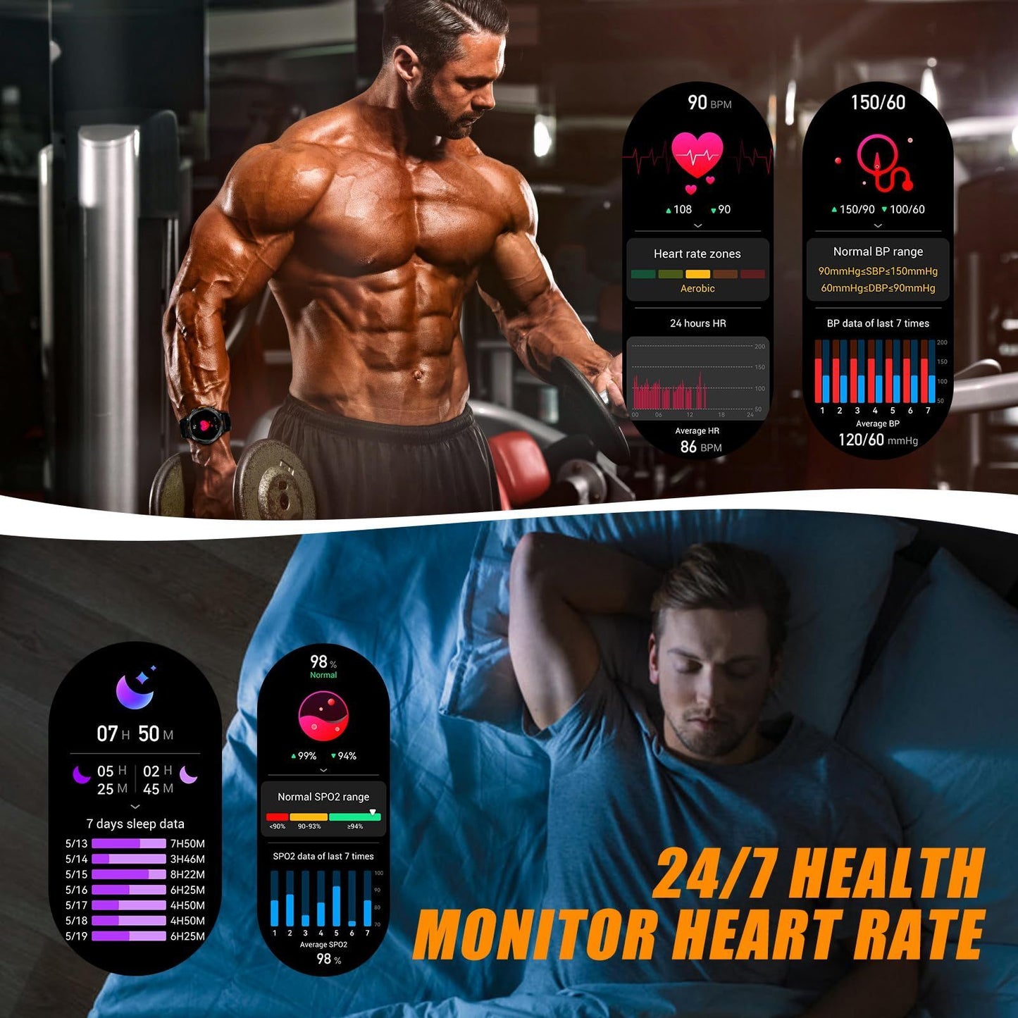 Military Smart Watches for Men with LED Flashlight
