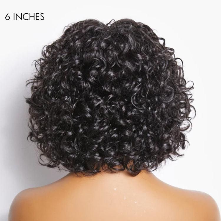 Light Weight Water Wave Glueless Wig with Curly Bangs