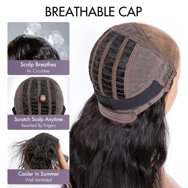 Light Weight Water Wave Glueless Wig with Curly Bangs