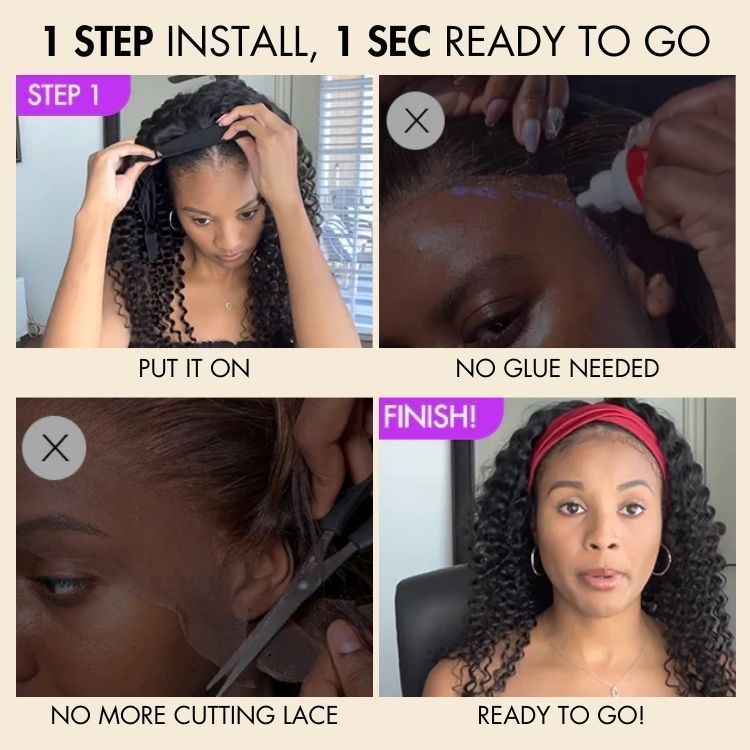 Natural Curly Beauty Headband Wig D Style