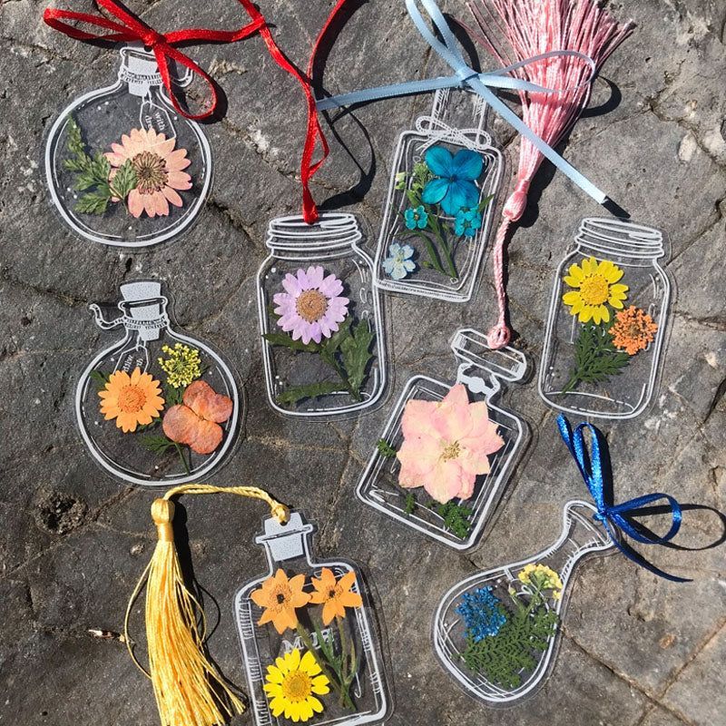 Transparent Dried Flower Bookmarks(40pcs-set)