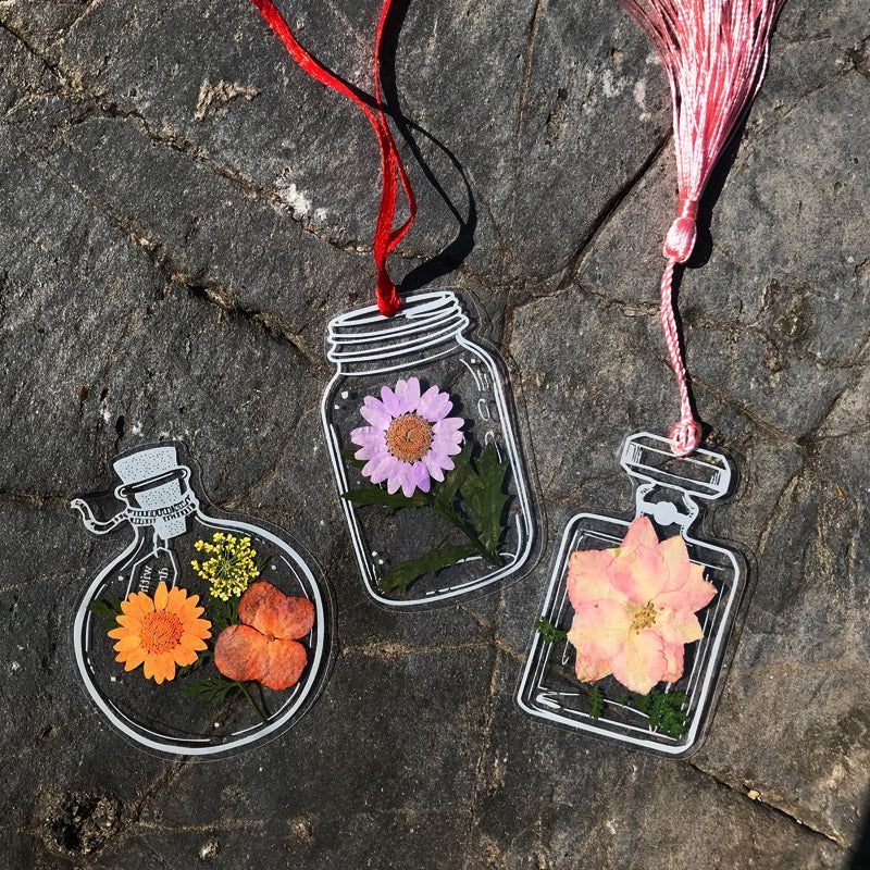 Transparent Dried Flower Bookmarks(40pcs-set)