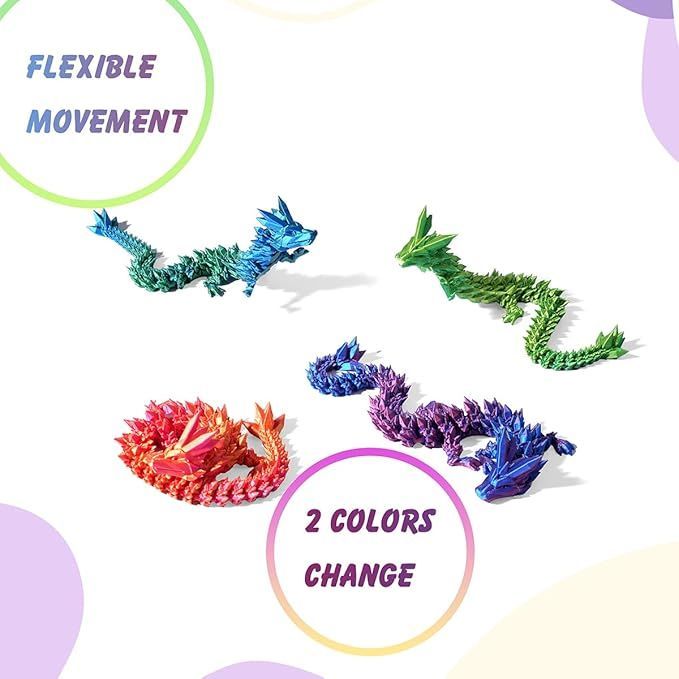 12 Inch Multi Color 3D Printed Dragon
