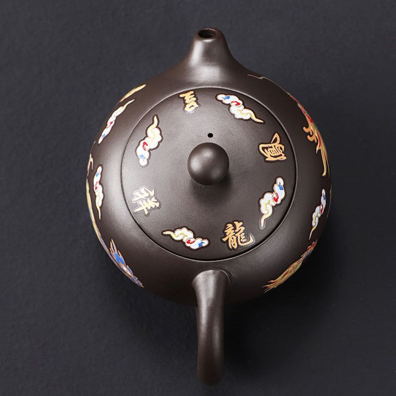 Color-Changing Dragon & Phoenix Purple Clay Teapot