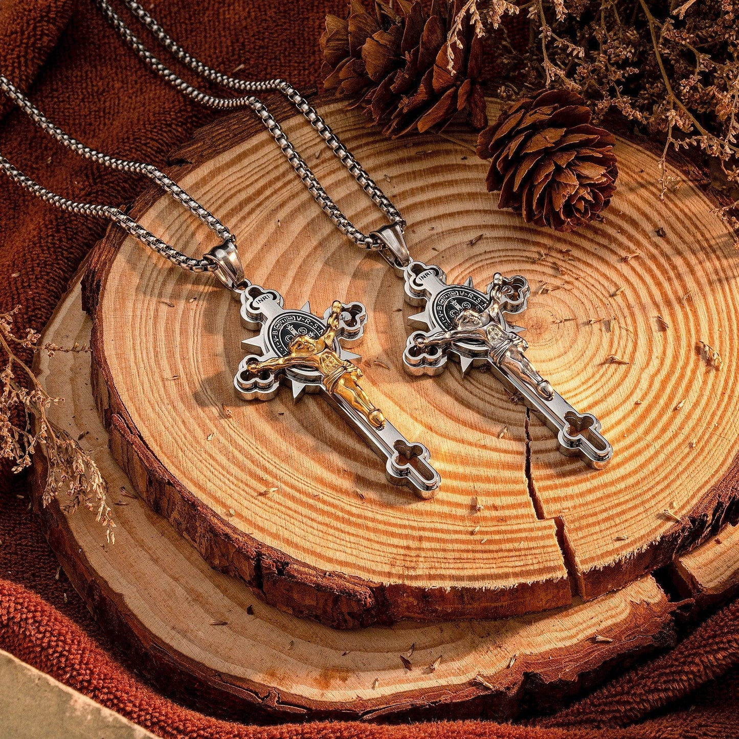 St. Benedict Exorcism Cross Necklace - Bless you and your family