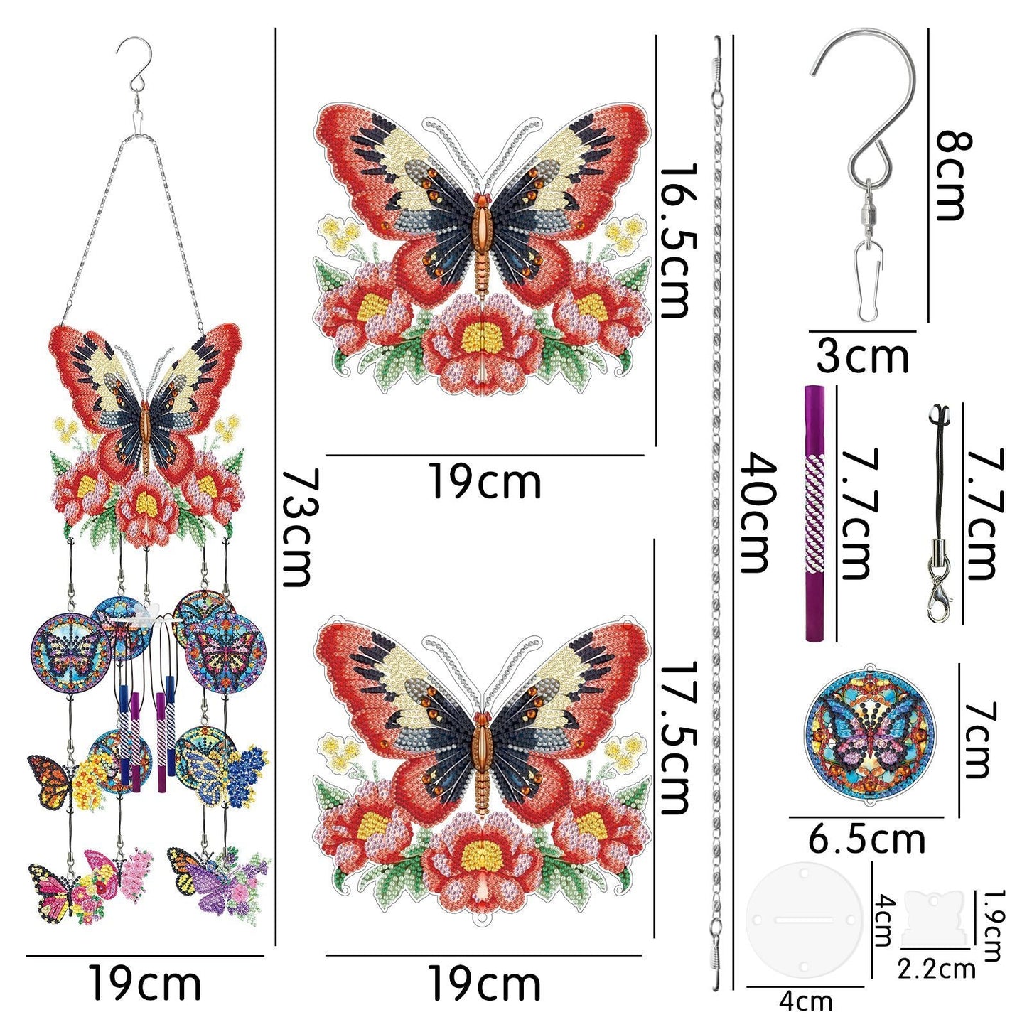 DIY Diamond Painting Double Sided 3D Wind Chime Pendant Hanging Kit