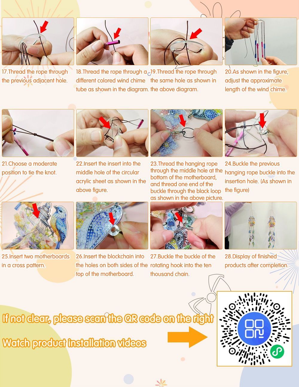 DIY Diamond Painting Double Sided 3D Wind Chime Pendant Hanging Kit