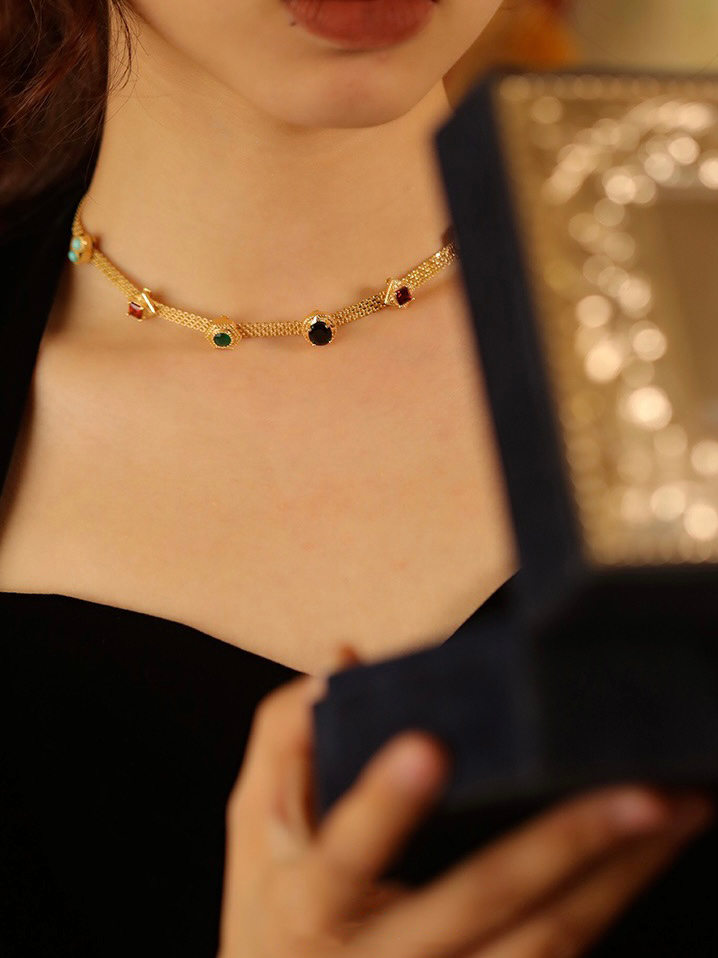 Rainbow Zirconia Necklace | 24k Gold Plated