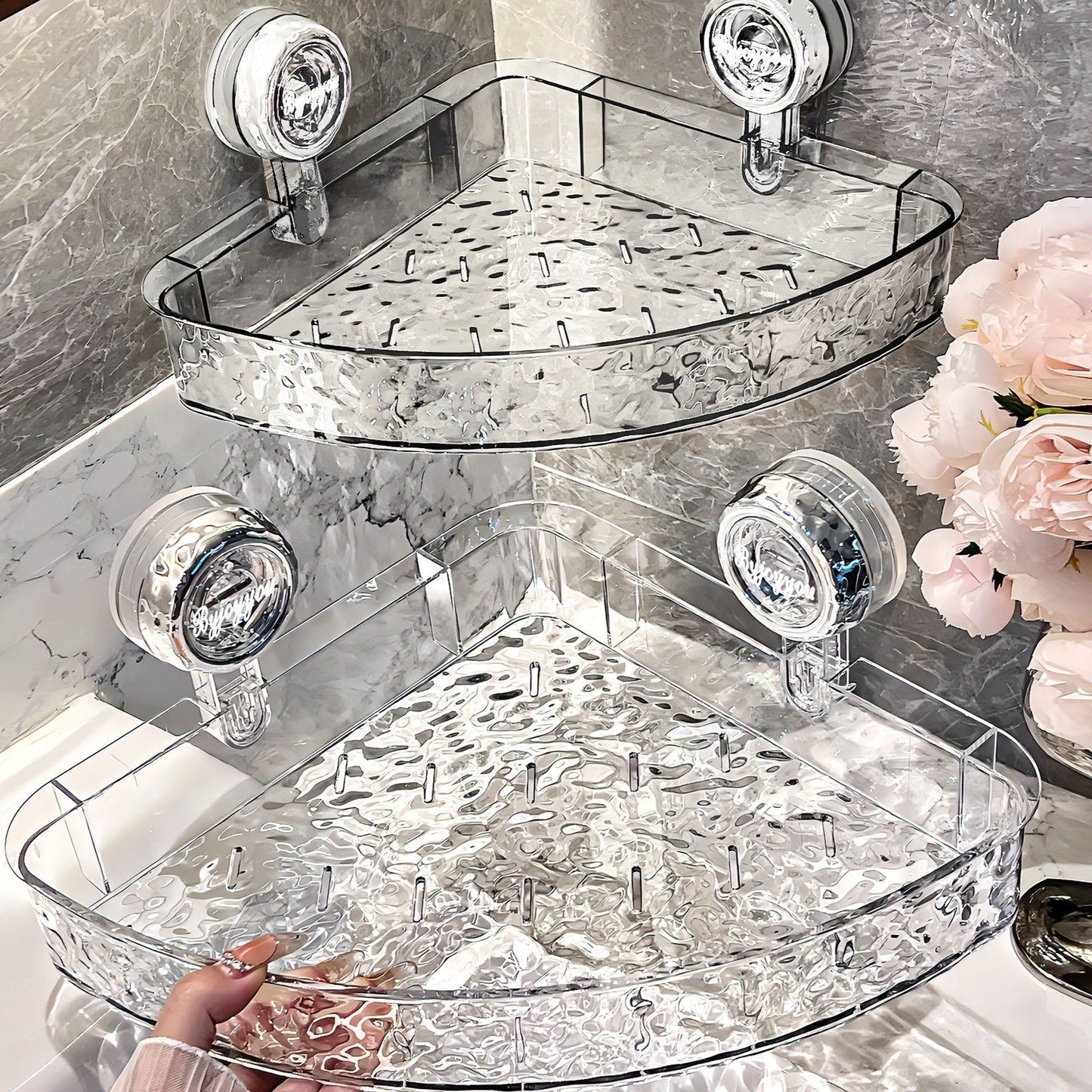 No-Drill Clear Wall Caddy: Drill-Free, Removable, Multifunctional Triangle Storage