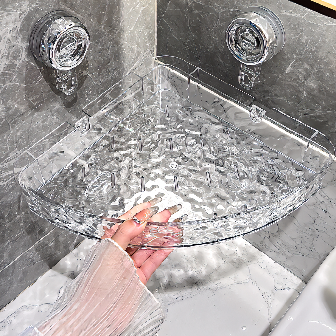 No-Drill Clear Wall Caddy: Drill-Free, Removable, Multifunctional Triangle Storage