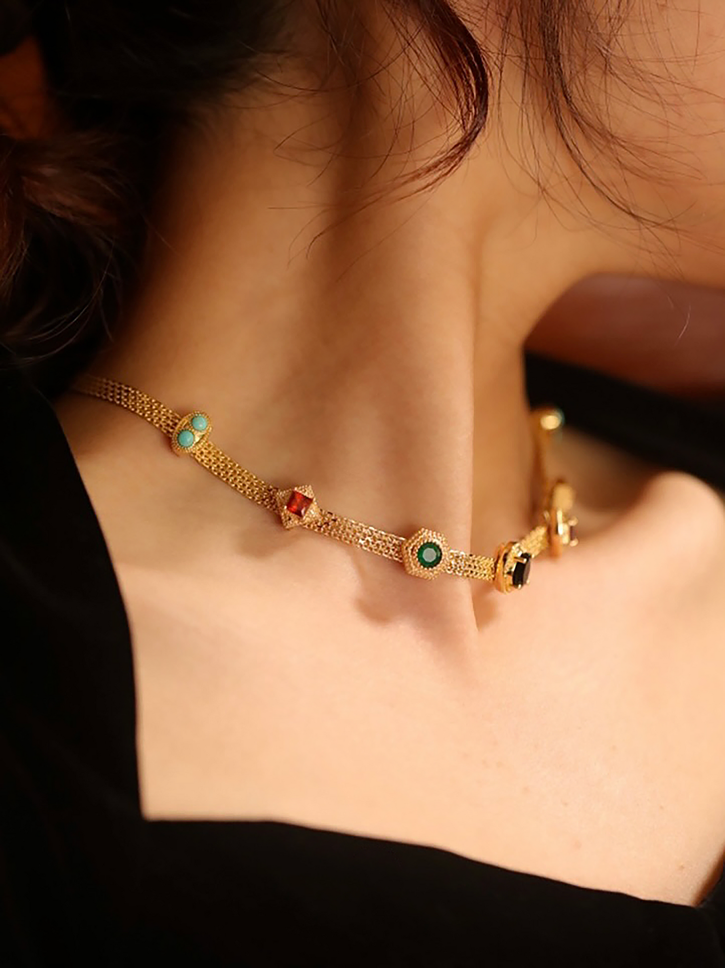Rainbow Zirconia Necklace | 24k Gold Plated