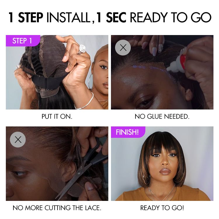 Short Bob Wigs With Hair Bangs