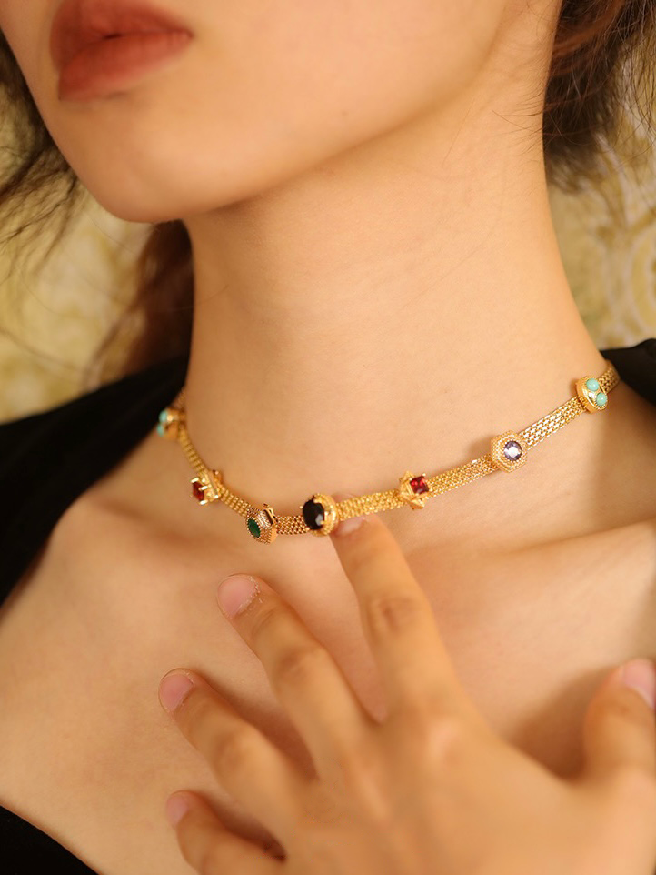 Rainbow Zirconia Necklace | 24k Gold Plated