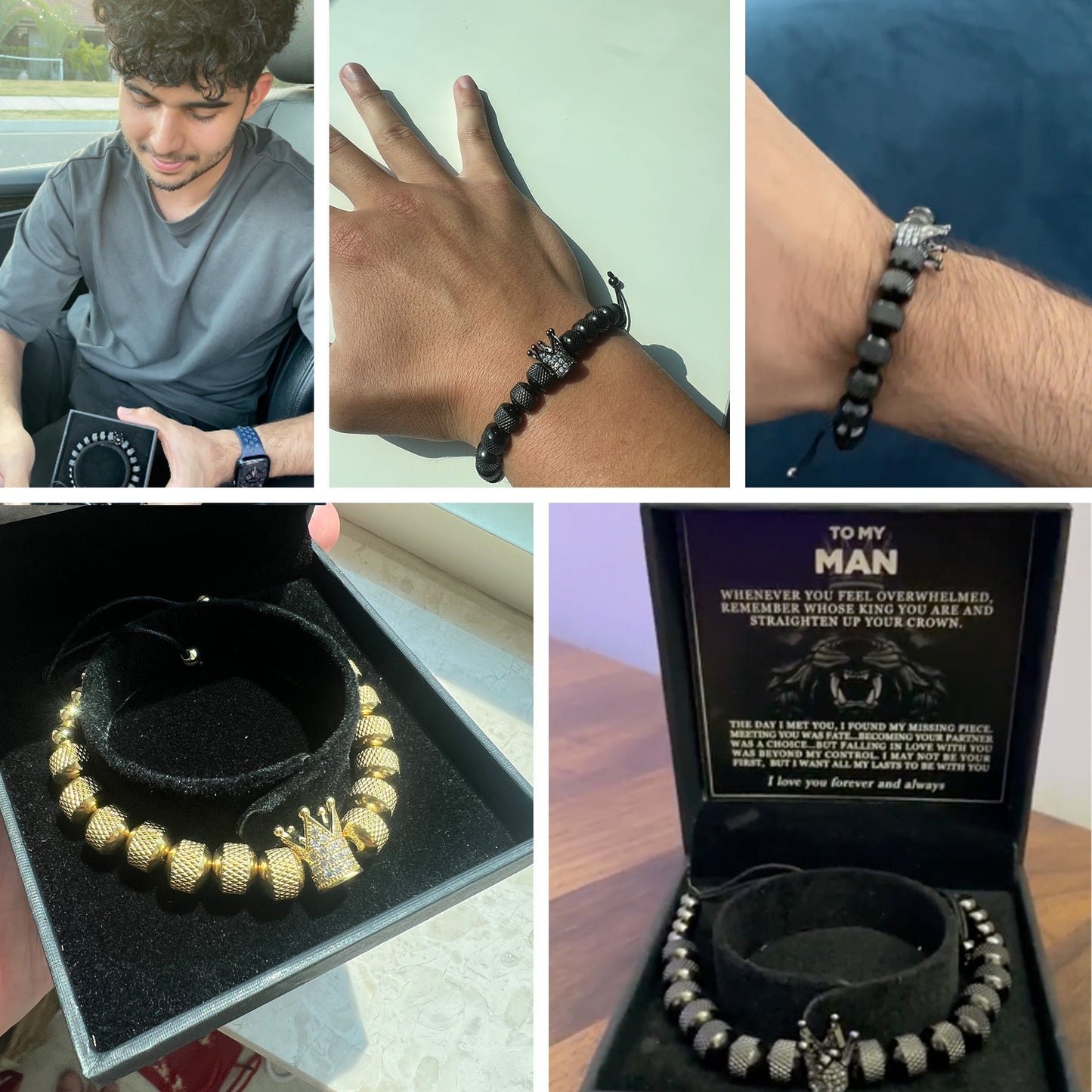 To My Man-Adjustable Crown Bracelet