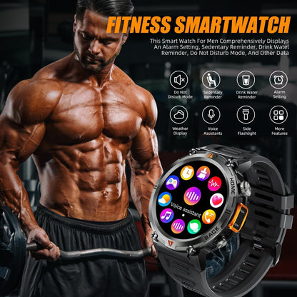 Military Smart Watches for Men with LED Flashlight