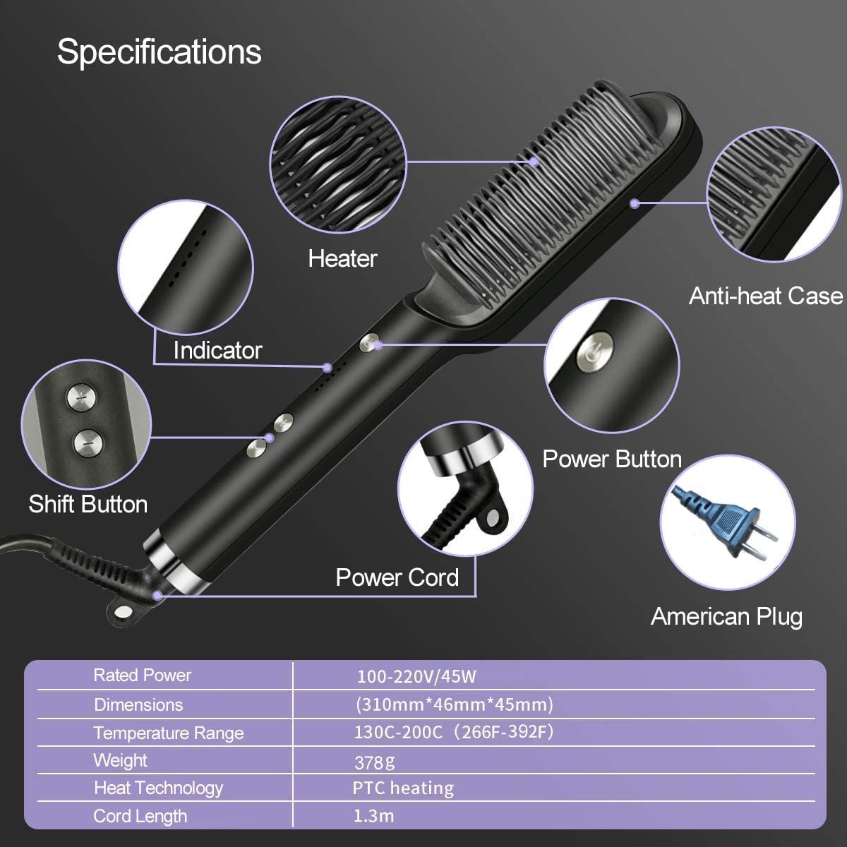 Five-speed Negative Ion Hair Straightener Brush