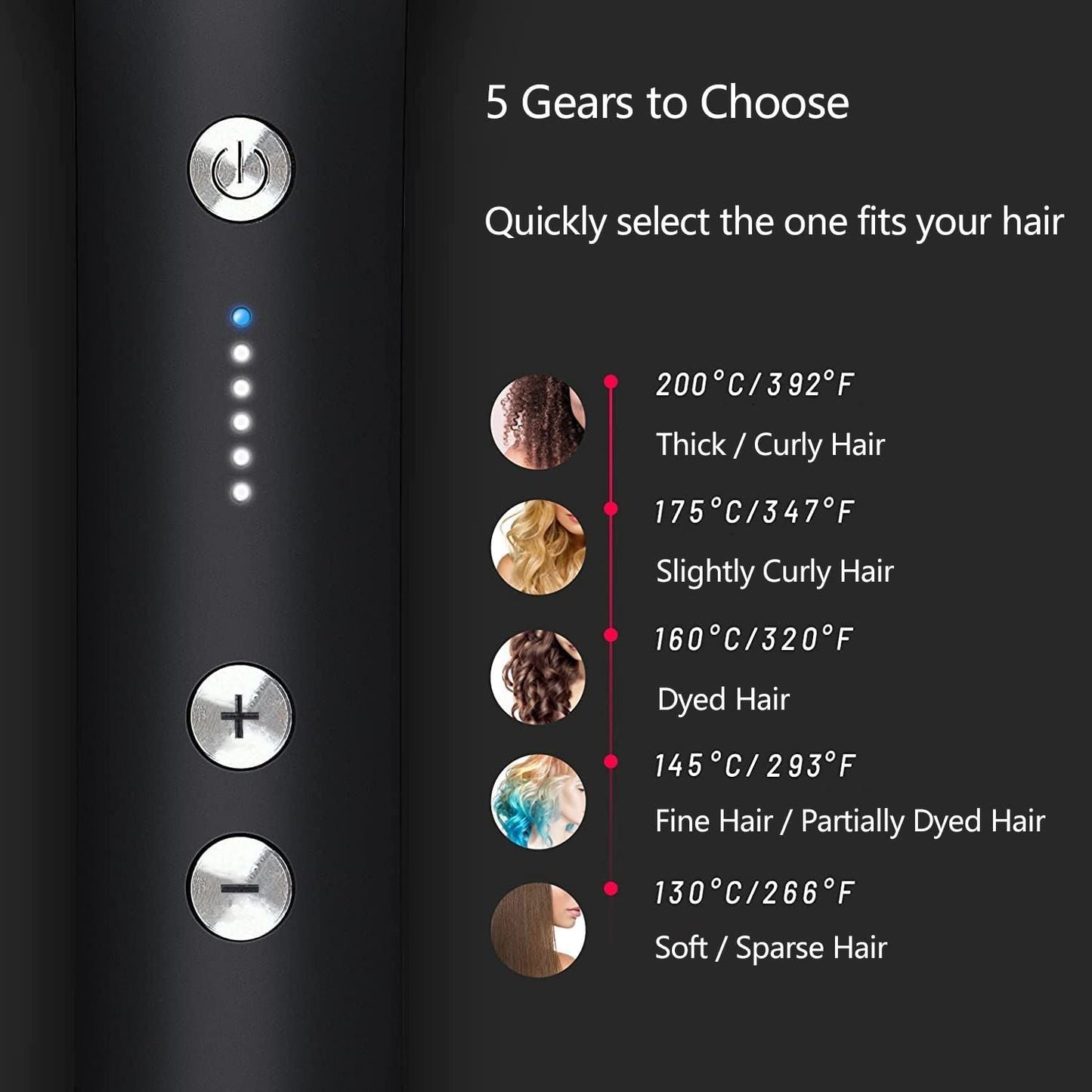 Five-speed Negative Ion Hair Straightener Brush