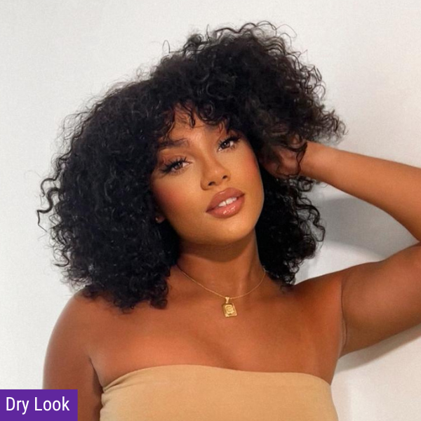 ReadytoGo Short Curly Bob Wig With Bangs Glueless HD Lace
