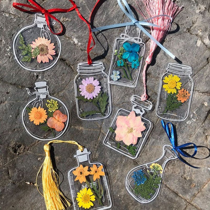 Transparent Dried Flower Bookmarks(40pcs-set)