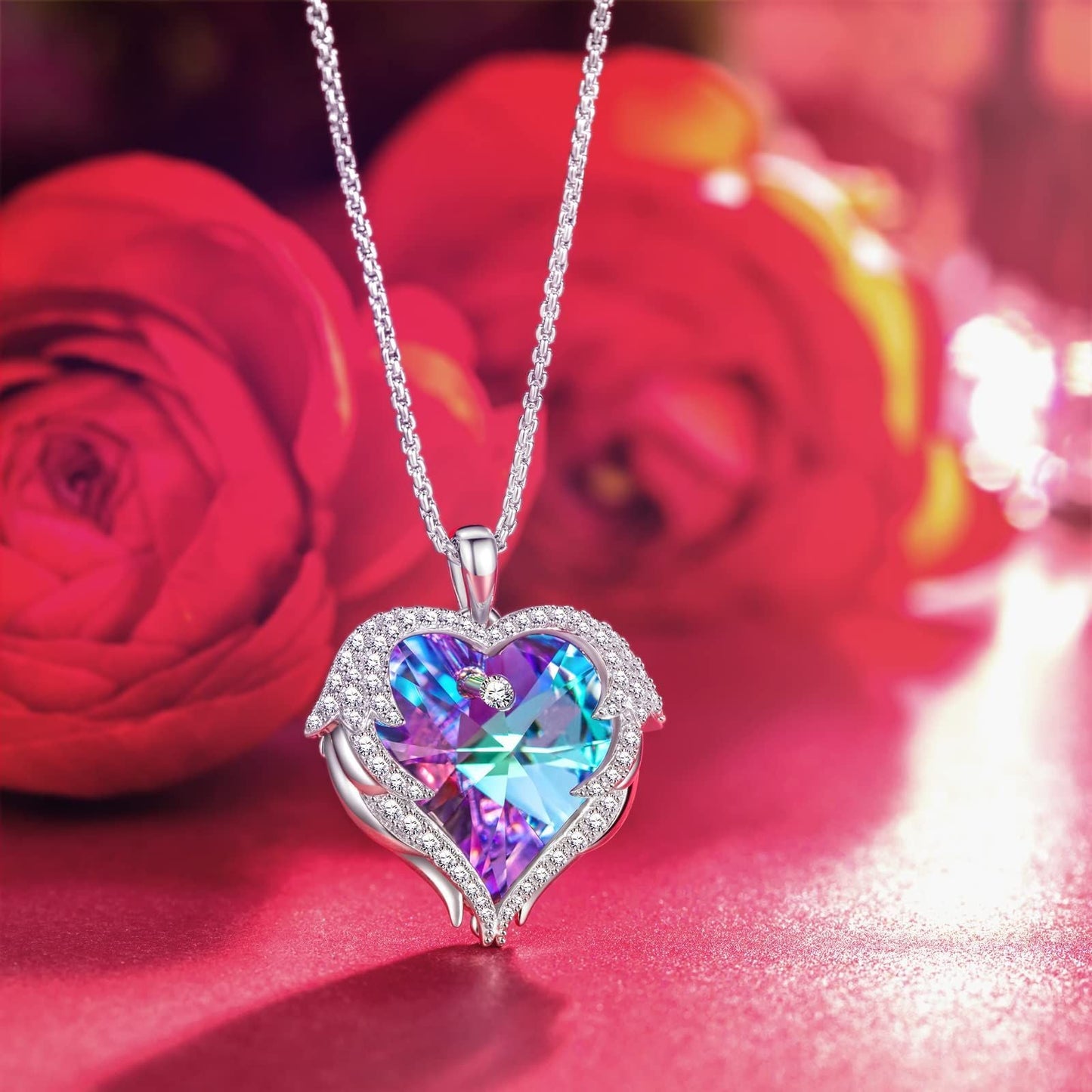 Angle Wings Heart Pendant Necklaces