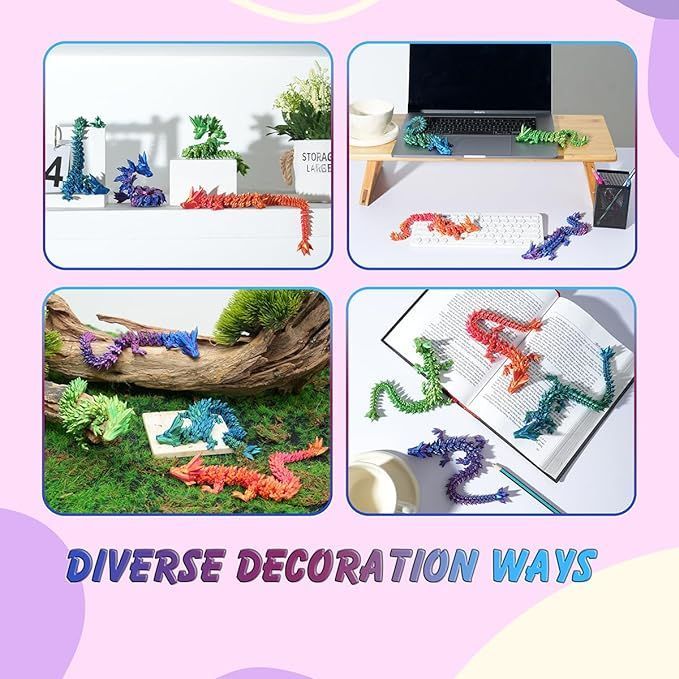 12 Inch Multi Color 3D Printed Dragon