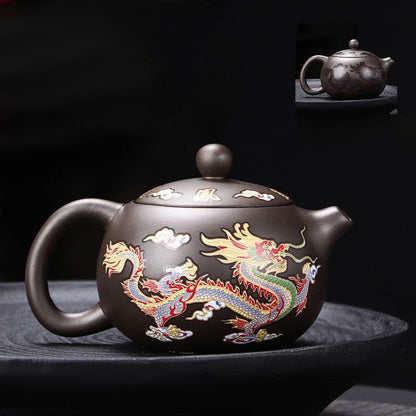 Color-Changing Dragon & Phoenix Purple Clay Teapot