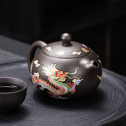 Color-Changing Dragon & Phoenix Purple Clay Teapot