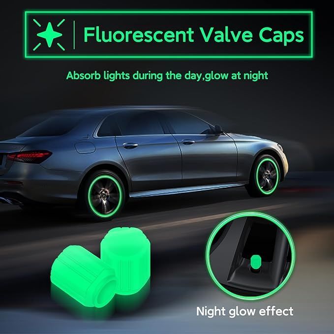 Fluorescent Tire Valve Stem Caps-12 PCS