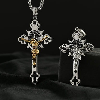 St. Benedict Exorcism Cross Necklace - Bless you and your family