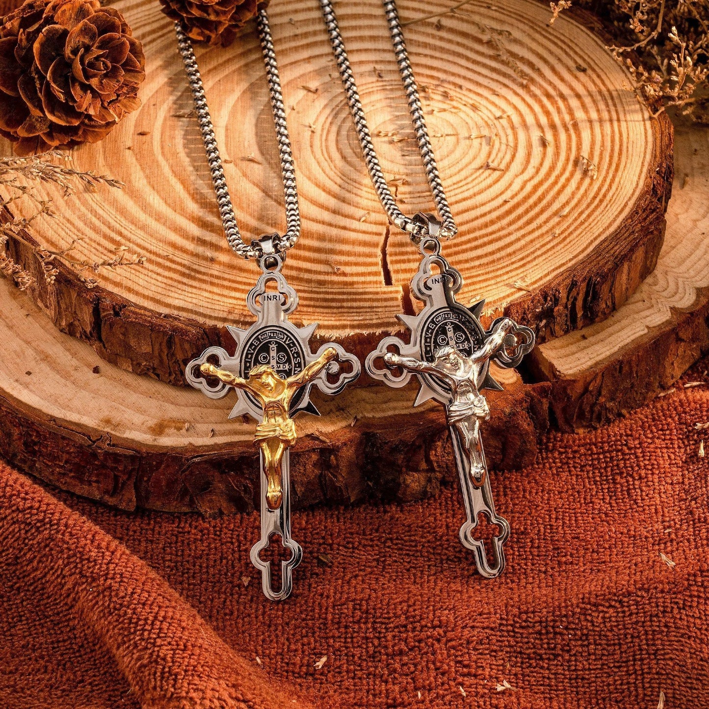 St. Benedict Exorcism Cross Necklace - Bless you and your family