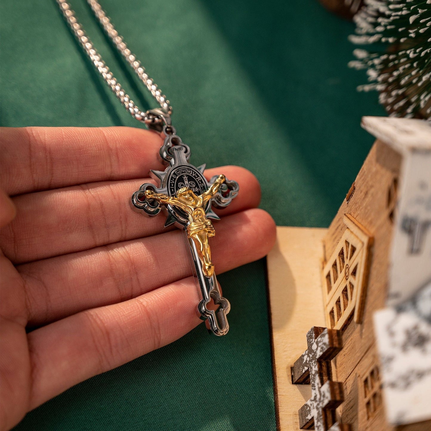 St. Benedict Exorcism Cross Necklace - Bless you and your family