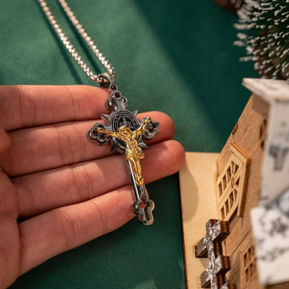 St. Benedict Exorcism Cross Necklace - Bless you and your family