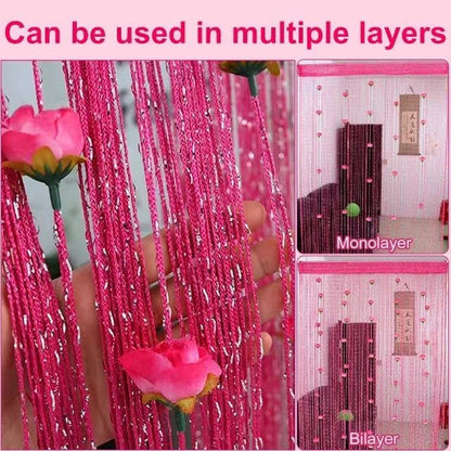 Rose Flower tassel Curtain(No-drill Velcro install)