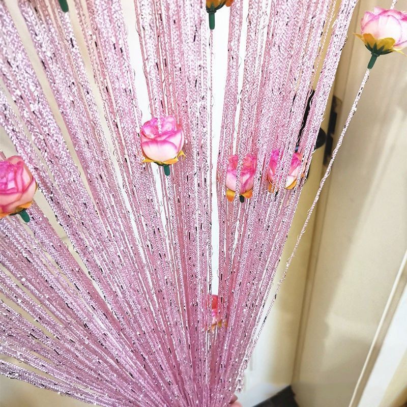 Rose Flower tassel Curtain(No-drill Velcro install)