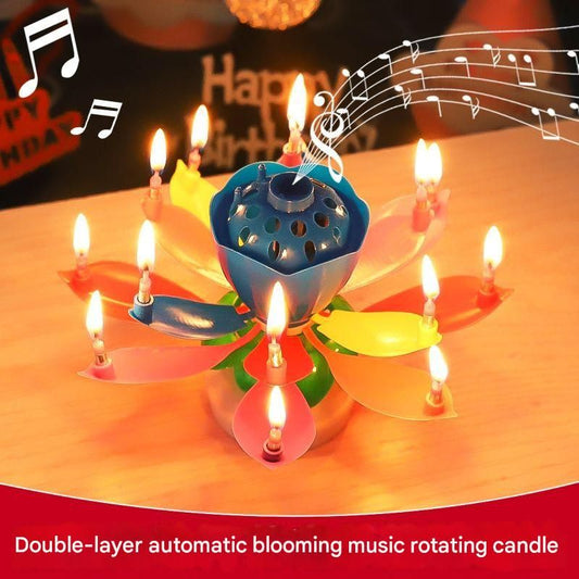 Double-layer Automatic Blooming Music Rotating Candle